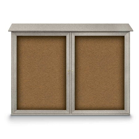 United Visual Products Indoor Enclosed Combo Board, 48"x36", Satin Frame/Blue & Rubber UVCB4836-BLUE-RUBBER